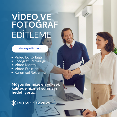 Video ve Fotoğraf Editörlüğü Hizmeti {0} hizmeti için Sincan Yazılım ile çalışmaktan çok memnunuz. İhtiyaçlarımıza özel bir web sitesi tasarladılar ve gerçekten etkileyici bir iş çıkardılar. Mobil cihazlar için uyumlu ve hızlı bir web sitesi istiyorduk ve tam olarak istediğimizi tasarladılar. Ayrıca, sürekli olarak web sitemizin güncel kalmasını sağlıyorlar ve müşteri hizmetleri konusunda da son derece profesyonel bir yaklaşımları var. Tekrar teşekkürler!"